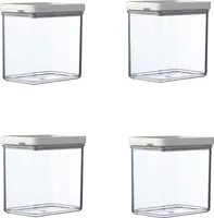 Mepal | Omnia Vorratsdosen Set | 4-teilig rechteckig | 1100 ml | Nordic White | platzsparend & stapelbar | ideal für frische Lebensmittel.