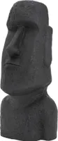 ECD Germany Moai Figur Rapa Nui Kopf 78cm hoch, Anthrazit, aus wetterfestem Steinguss Kunstharz, Osterinsel Statue als Dekoration für Haus & Garten