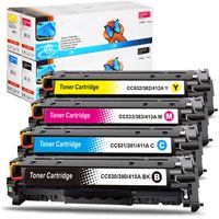 Tonerset kompatibel für HP Color LaserJet CM2320 NF MFP Drucker, 4 Tonerkartuschen ersetzen 304A: CC530A, CC531A, CC533A & CC532A