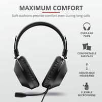 Trust Ozo Over-Ear USB PC-Headset, Einstellbarer Kopfbügel, Kopfhörer mit Flexibles Mikrofon, USB-Kabel 2m, für PC / Laptop / Mac / Teams / Zoom - Schwarz