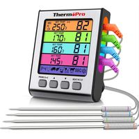 ThermoPro TP-17H digitales Küchenthermometer, vier Fühler, silber