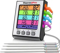 ThermoPro TP-17H digitales Küchenthermometer, vier Fühler, silber