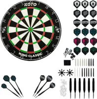 KOTO - King Classic Academy Set, Einsteigerset,  Dartscheibe, Inklusive 2 Kompletten Dart-Sets (Barrel, Schaft, Flight)