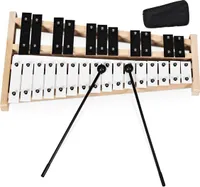 COSTWAY Xylophon 27 Noten Glockenspiel Handpercussion mit 2 Schlägeln & Tragetasche, Percussion Schlaginstrument Holzsockel und Metalltasten