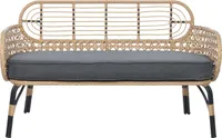 BELIANI Sofa beżowa rattanowa 2-osobowa bawełniane poduszki plecionka styl boho