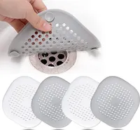 Alster Herz® 4x Abflusssieb Silikon, Spülbecken Sieb, Dusche Haarfänger, H0419, 2x Weiß+2x Grau