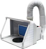 Odsávací systém pro airbrush Wiltec 9 m³/min, pro odsávání barvy, mlhy z barvy, filtr mlhy ze spreje, s LED osvětlením, otočným ovládáním a dvojitým ventilátorem, nastavitelný
