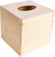 Creative Deco Quadratische Kosmetiktücher-Box aus Kiefern-Holz | 13,3 x 13,3 x 13,3 cm | Ideale Taschentuch-Box für Taschentücher
