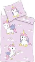 Einhorn Baby-Bettwäsche 100 x 135 cm | Rosa | 100 % Baumwolle