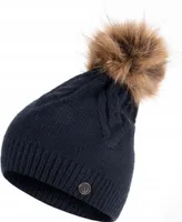 HEYO Damen Mütze für Winter Strickmütze mit Bommel Warme Beanie Wintermütze H22512 (Dunkelblau)