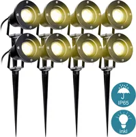 Jiubiaz 8X Gartenstrahler 4W LED Gartenleuchte mit Erdspieß Rasen Licht Warmweiß Wasserdicht IP65 für Außenbereich Garten Teich Landschaft