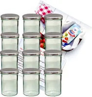 12er Set Sturzglas 435 ml Marmeladenglas Einmachglas Einweckglas To 82 silberner Deckel