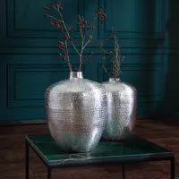 Handgearbeitetes Vasen 2er Set ORIENTAL 33cm silber mit Bodenschutz