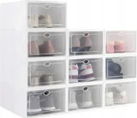 10x Schuhboxen Organizer mit Klappe - Weiß, Stapelbar