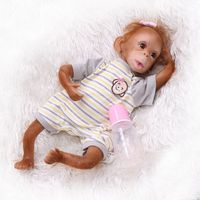 2020 reborn Baby Affe Puppe 55cm Lebensecht Handgefertigt Weich Silikon-Vinyl DE 