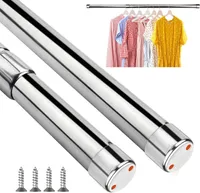 Kleiderstange, 68 - 120 cm Edelstahl Garderobenstange Ausziehbar, Verstellbare Kleiderstange für Kleiderschrank, Silber
