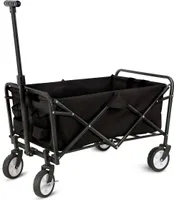 Faltbarer Bollerwagen mit Bremse, Transportwagen, Handwagen, schwarz