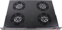 Rockstable 1HE 19 Zoll Lüftereinheit - Temperaturgesteuert - 4 Lüfter Netzwerk-/Serverschrank - Luftfördermenge 200 bis 440 m³/h - Schwarz (RAL 9005)