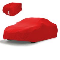 ECD Germany Car Cover Indoor, veľkosť XL - 533x178x119 cm, červená, z elastického mäkkého saténu, priedušný, odpudzujúci prach a nečistoty, plachta na auto Garážový ochranný kryt na celé auto