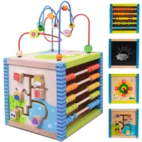 Drewniana kostka edukacyjna manipulacyjna sorter przeplatanka kostka motoryczna labirynt XL Sun Baby