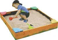 Holz-Sandkasten QUADRATISCH, 90 x 90 x 17 cm, mit Abdeck- & Bodenplane