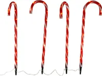 XXL LED Zuckerstangen Garten Stecker - 4er Set / 76 cm - Outdoor Weihnachts Deko mit Timer für Außen