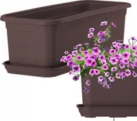 KADAX květináč s podšálkem "Evron", z plastu, květináč na balkon, terasu, parapet, 40 cm, hnědý