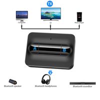 3in1 Bluetooth Sender Empfänger, kabelloser Bluetooth Adapter, kann 2 Bluetooth Headsets anschließen, Bluetooth-Audioadapter mit geringer Latenz für TV, Auto, Heimstereoanlage