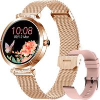 Geschenk Smartwatch neu 1,09 Zoll Schrittzähler Blutdruckmessung Rund wasserdicht   Frauen, Damen Android iOS