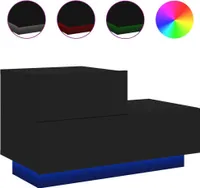 vidaXL Nachttisch mit LED-Leuchten Schwarz 70x36x40,5 cm