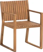 BELIANI Gartenstuhl Hellbraun Akazienholz mit Armlehnen Lamellen-Optik Holzkufen Rustikal Modern Holzstuhl Outdoor Außenbereich Terrasse Balkon