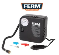 FERM Mini 12V Auto Luftkompressor 10 Bar 3 Zusatzadapter elektrische Luftpumpe 12x12x7 cm