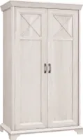 Furniture24 Kleiderschrank KSMS82 Schrank 2 türiger Drehtürenschrank mit Kleiderstange Pinie Weiß