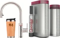 »QUOOKER FLEX Zugauslauf Edelstahl VAQ PRO3 mit CUBE 2  (3XRVSCUBE) 100°C Kochendwasserhahn mit Trinkwassersystem Inkl. Thermobecher Spülenshop24