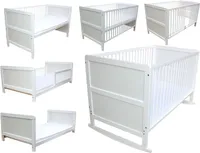 Kinderbett Juniorbett Beistellbett Wiege 140 x 70cm 4in1 mit Matratze weiß