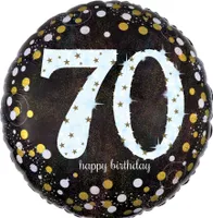 Amscan 3374101 - Standard Folienballon Happy Birthday 70, Durchmesser circa 43 cm, Heliumballon, Geburtstag