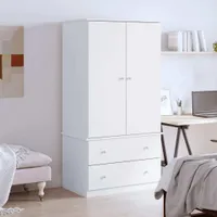 Möbel Kleiderschrank ALTA Weiß 90x55x170 cm Massivholz Kiefer - Kleiderschränke 353930