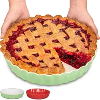 Tarteform Grün aus Keramik - ø 28 cm - Hoher Rand - Mit Antihaftbeschichtung - Kratz- und Schnittfest - Einfach zu Reinigen - Plastikfrei Verpackt