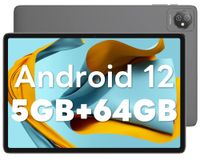Tablet Android 12, Blackview Tab7 WiFi Tablet 10 Zoll, 5GB RAM 64GB ROM (1TB TF erweitern) 6580mAh Akku, 5MP+2MP Kamera, 1280x800 HD+ IPS dotykový displej, Bluetooth/eBook Modus/Typ-C, Tablet Grau