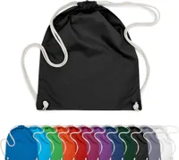 Baumwoll Turnbeutel 37x46 Sportbeutel Zuziehbeutel Gym Sack Schuhbeutel Rucksack, in Farbe: Schwarz