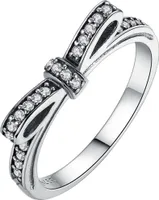 Frauen niedlich funkelnde Strass eingelegte Schleife Knoten Fingerring Party Schmuck Geschenk-US 10