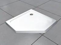 BuyLando 90x90 cm Fünfeck Duschtasse – Flache Acryl Duschwanne  –  mit 5 cm Höhe
