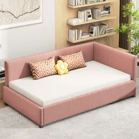 okwish Polsterbett Schlafsofa 90x200cm mit Lattenrost aus Holz, Tagesbett Kinderbett Jugendbett(Ohne Matratze)- Rosa
