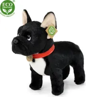 Plyšový francúzsky buldoček čierny s obojkom 30 cm ECO-FRIENDLY