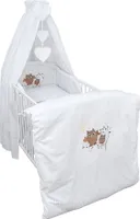 Baby Delux Baby Bettwäsche Bettset 4-tlg Bettausstattung Nestchen Vollstoffhimmel Eule Motiv Weiß