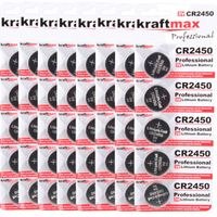 Kraftmax 40er Pack CR2450 Lithium Hochleistungs- Batterie / 3V CR 2450 Knopfzelle für professionelle Anwendungen - Neuste Generation