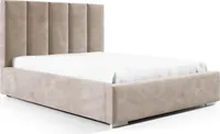 Stauraumbett Filippa 200x200 – Bett mit Bettkasten, hohes Kopfteil (125 cm), Metallrahmen & Samtbezug, Piano 03 Creme