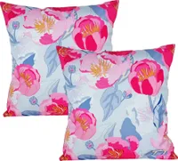 JACK 2er Set 45x45cm Motiv Outdoor Kissenhülle Kissenbezug Wasserfest Sitzkissen Lounge Kissen Garten Stuhl Lotus Effekt, Farbe:Wasserblumen