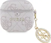 GUESS Schutzhülle für AirPods 4, Guess Strass 4G Charm Case, Rosa