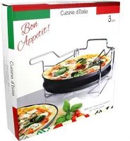 Pizzabackset 3 tlg. mit Ständer Pizza 3 Backbleche Etagere Pizzabäcker